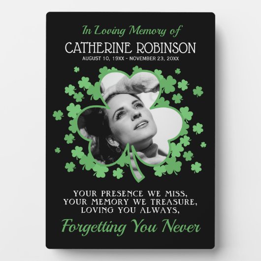 Shamrock Clover Foto-herdenking Fotoplaat (voorkant)