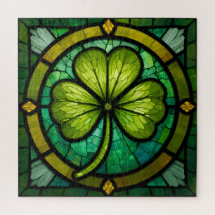 Shamrock Clover Glas in lood Style Art Iers Legpuzzel
