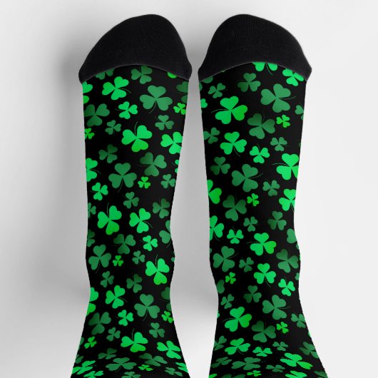 Shamrock Clover Green & Black Leaf Foliage Elegant Sokken (Top)
