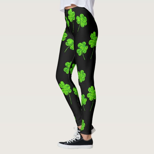 Shamrock Clover Green Black St. Patrick's Day Leggings (Links)