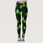 Shamrock Clover Green Black St. Patrick's Day Leggings (Voorkant)
