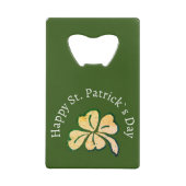 Shamrock Clover Green Happy St. Patrick's Day Creditkaart Flessenopener (Voorkant)