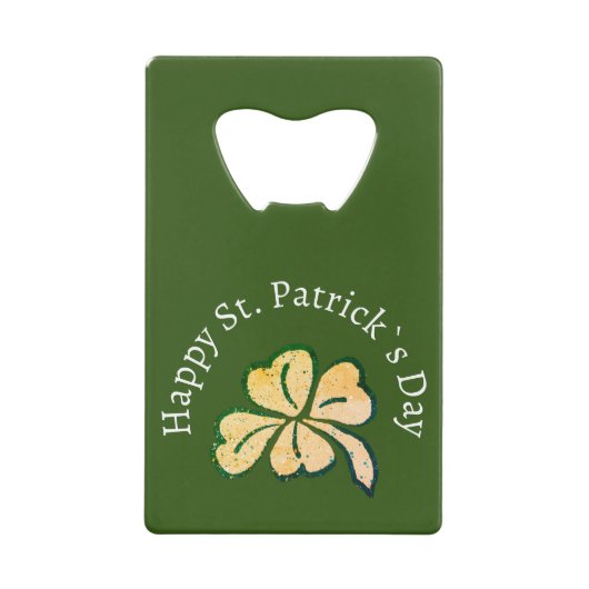 Shamrock Clover Green Happy St. Patrick's Day Creditkaart Flessenopener (Voorkant)