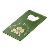 Shamrock Clover Green Happy St. Patrick's Day Creditkaart Flessenopener (Achterkant Gekanteld)