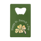 Shamrock Clover Green Happy St. Patrick's Day Creditkaart Flessenopener (Achterkant)