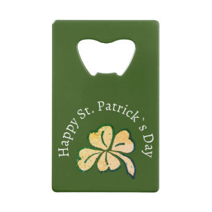 Shamrock Clover Green Happy St. Patrick's Day Creditkaart Flessenopener