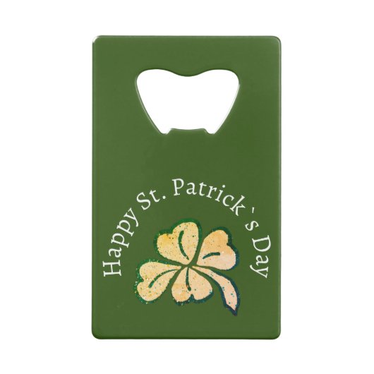 Shamrock Clover Green Happy St. Patrick's Day Creditkaart Flessenopener (Achterkant)