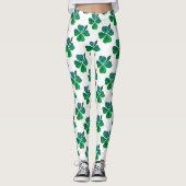 Shamrock Clover Green Pattern St. Patrick's Day Leggings (Voorkant)