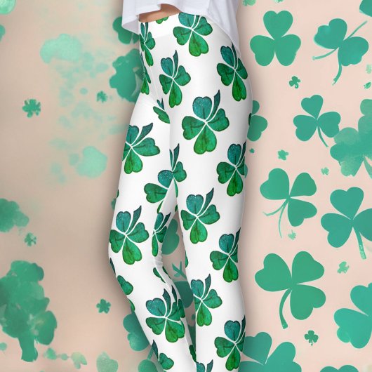 Shamrock Clover Green Pattern St. Patrick's Day Leggings