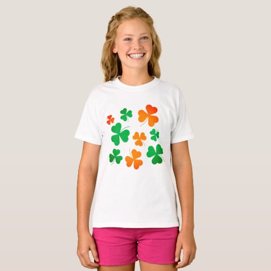 Shamrock Clover Green Sinaasappel Irish St Patrick T-shirt (Voorkant volledig)
