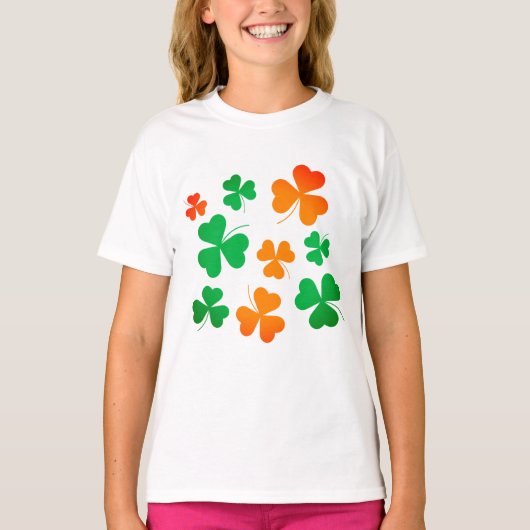 Shamrock Clover Green Sinaasappel Irish St Patrick T-shirt (Voorkant)