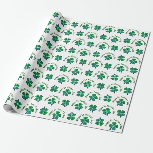 Shamrock Clover Green St. Patrick's Day Cadeaupapier (Uitgerold)