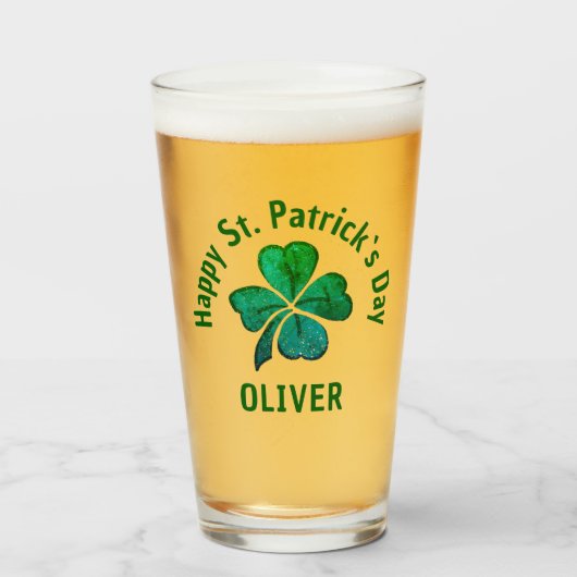 Shamrock Clover Green St. Patrick's Day Glas (Voorkant gevuld)
