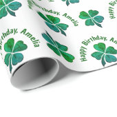 Shamrock Clover Groen Gelukkige Verjaardag Cadeaupapier (Rol Hoek)