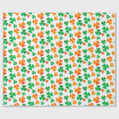 Shamrock Clover Groen Wit Sinaasappel Ierland Vlag Cadeaupapier (Vlak)
