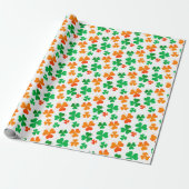 Shamrock Clover Groen Wit Sinaasappel Ierland Vlag Cadeaupapier (Uitgerold)
