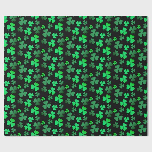 Shamrock Clover Groen Zwart 3 Leaf St Patricks Day Cadeaupapier (Vlak)