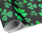 Shamrock Clover Groen Zwart 3 Leaf St Patricks Day Cadeaupapier (Rol Hoek)