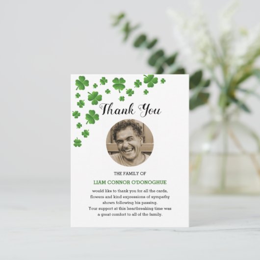 Shamrock Clover | Ierse begrafenisfoto bedankt (Staand voorkant)