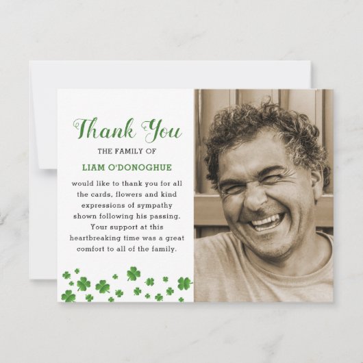Shamrock Clover | Ierse begrafenisfoto bedankt (Voorkant)
