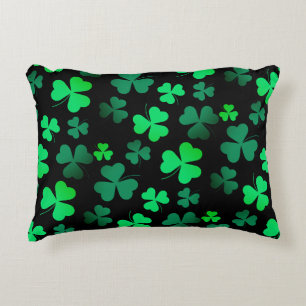 Shamrock Clover Ireland Modern Green & Black Accent Kussen
