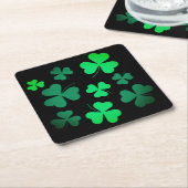 Shamrock Clover Ireland Modern Green & Black Kartonnen Onderzetters (Schuin)