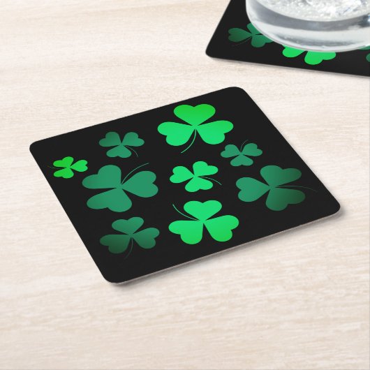 Shamrock Clover Ireland Modern Green & Black Kartonnen Onderzetters (Schuin)
