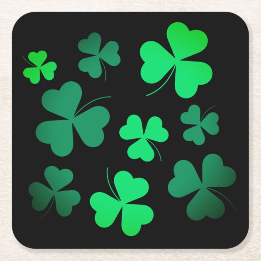 Shamrock Clover Ireland Modern Green & Black Kartonnen Onderzetters (Voorkant)
