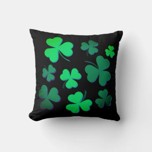 Shamrock Clover Ireland Modern Green & Black Kussen