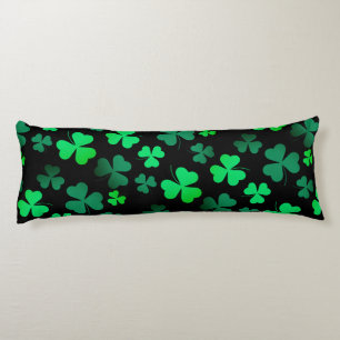 Shamrock Clover Ireland Modern Green & Black Lichaamskussen