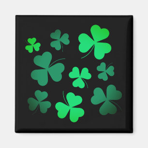 Shamrock Clover Ireland Modern Green & Black Magneet