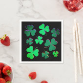 Shamrock Clover Ireland Modern Green & Black Servet (Insitu)