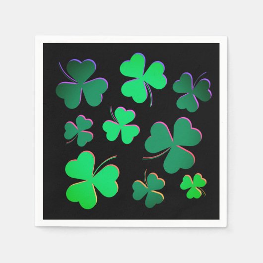 Shamrock Clover Ireland Modern Green & Black Servet (Voorkant)