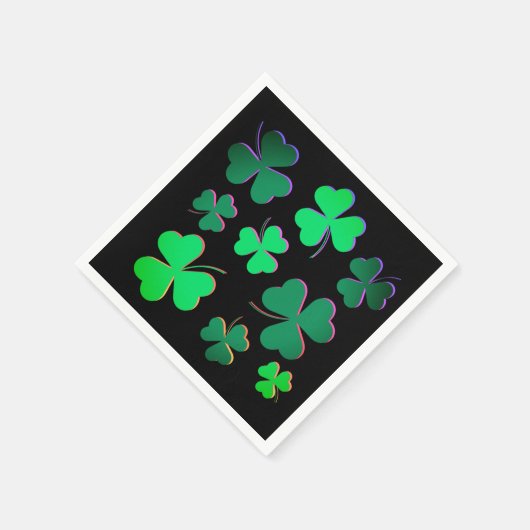 Shamrock Clover Ireland Modern Green & Black Servet (Hoek)