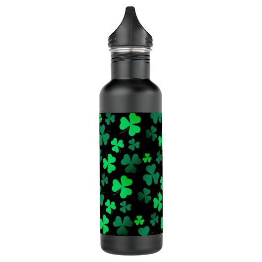 Shamrock Clover Ireland Modern Green & Black Waterfles (Links)