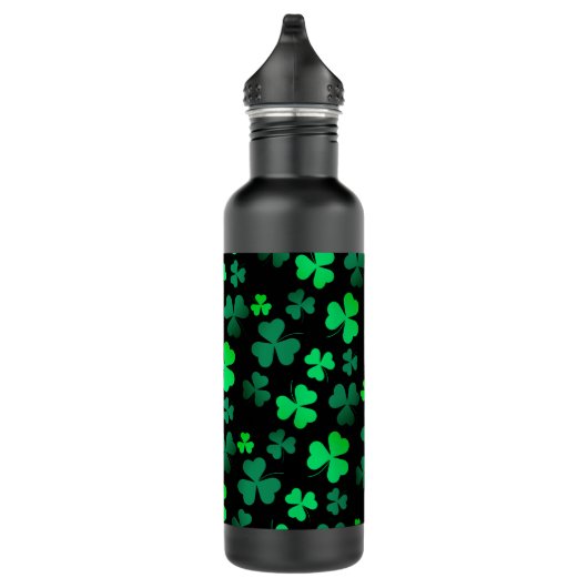 Shamrock Clover Ireland Modern Green & Black Waterfles (Rechts)