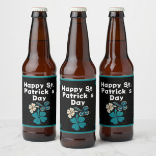 Shamrock Clover Irish Happy St. Patrick's Day Bier Etiket