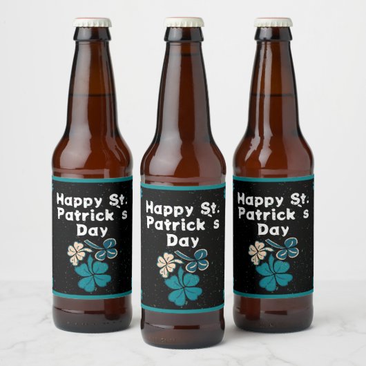 Shamrock Clover Irish Happy St. Patrick's Day Bier Etiket (Flessen)