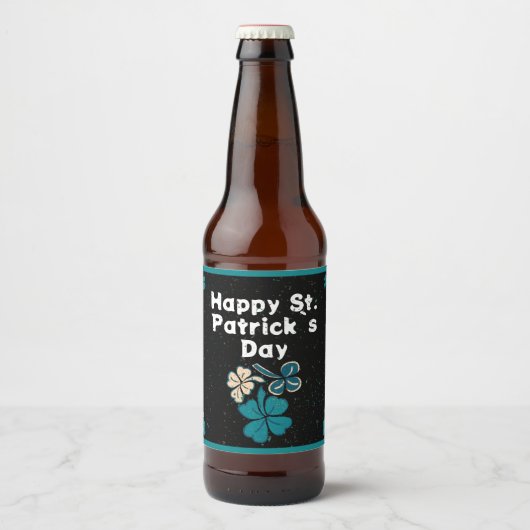 Shamrock Clover Irish Happy St. Patrick's Day Bier Etiket (Voorkant)
