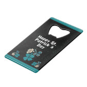 Shamrock Clover Irish Happy St. Patrick's Day Creditkaart Flessenopener (Voorkant Gekanteld)