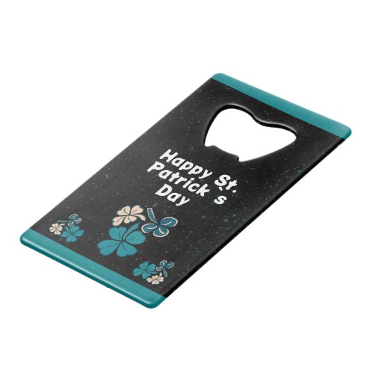 Shamrock Clover Irish Happy St. Patrick's Day Creditkaart Flessenopener (Voorkant Gekanteld)