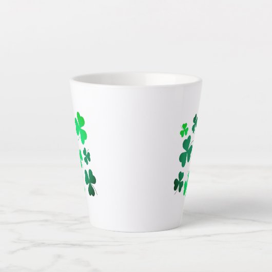 Shamrock Clover Leaf Ireland Modern Elegant Latte Mok (Voorkant)