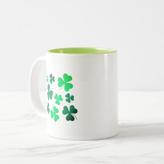Shamrock Clover Leaf Ireland Modern Elegant Tweekleurige Koffiemok (Voorkant links)