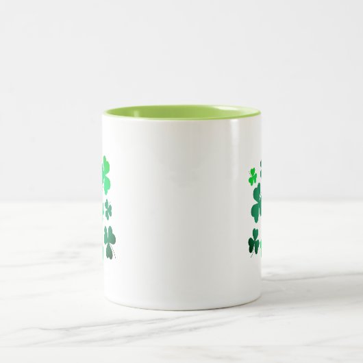 Shamrock Clover Leaf Ireland Modern Elegant Tweekleurige Koffiemok (Center)