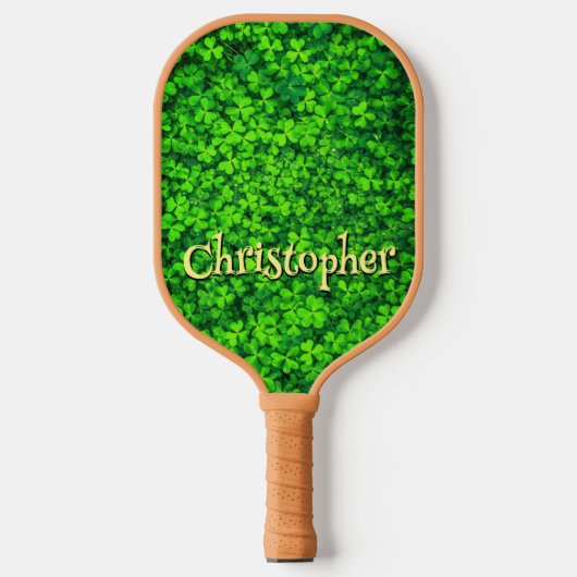 Shamrock Clover Leaf Ireland St Patrick's Green Pickleball Paddle (Voorkant)