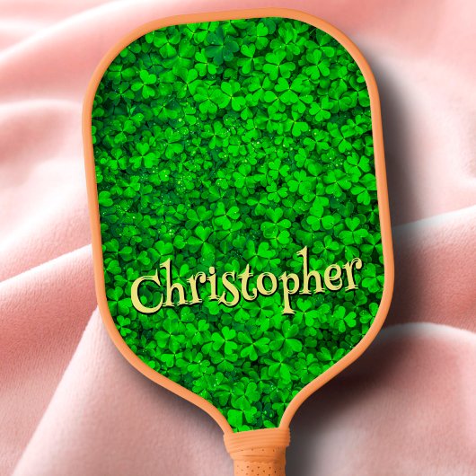 Shamrock Clover Leaf Ireland St Patrick's Green Pickleball Paddle