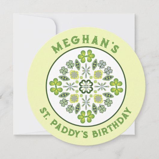 Shamrock Clover Mandala St. Paddy's verjaardagsfee Kaart (Voorkant)