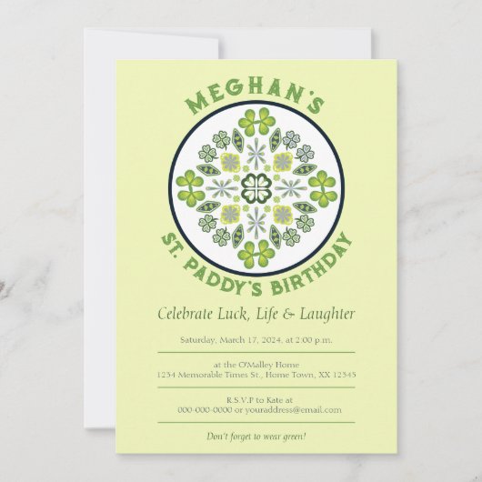 Shamrock Clover Mandala St. Paddy's verjaardagsfee Kaart (Voorkant)