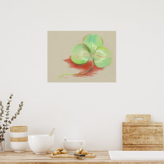 Shamrock Clover Pastel Drawing Poster (Keuken)