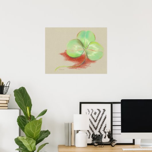 Shamrock Clover Pastel Drawing Poster (Thuiskantoor)